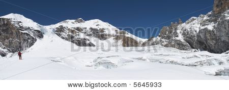 Panorama du Glacier avec crevasses, Himalaya