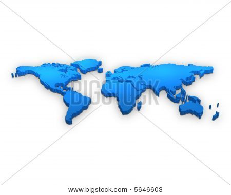 blue World Map 3d