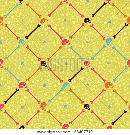 Halloween party skull background seamless pattern.