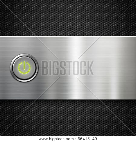 computer power button on on metal plate