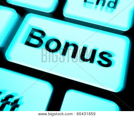 Bonus Keyboard Shows Extra Gift Or Gratuity Online