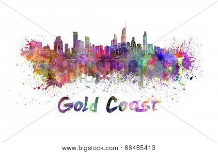 Gold Coast Skyline In Watercolor