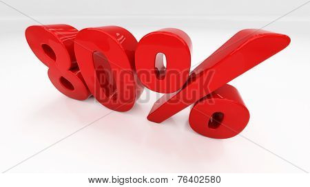 Eighty percent off. Discount 80.  Percentage. 3D illustration