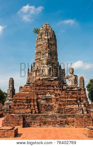 Ruined Buddha Statue In Wat Chai Wattanaram, At Ayutthaya Historical Park