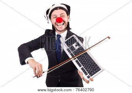 Funny clown businessman isolated on the white background
