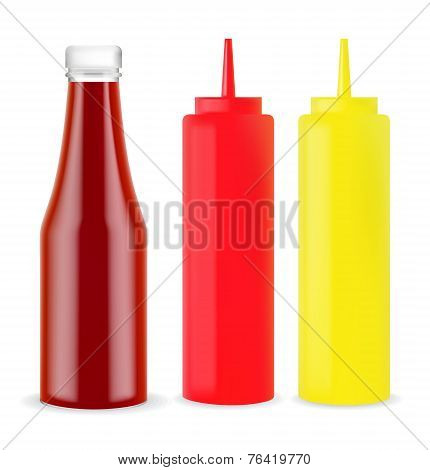 Set realistic bottles for ketchup