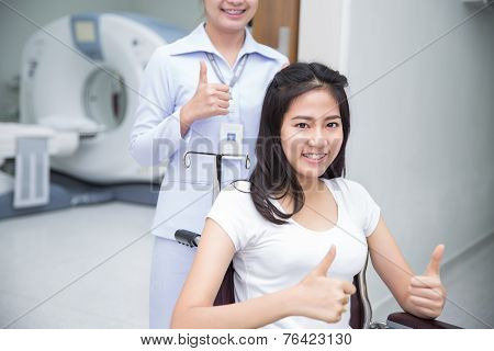 Asian Lady Sit On Wheelshair