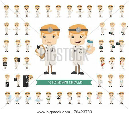 Set Of Doctor Characters Poses