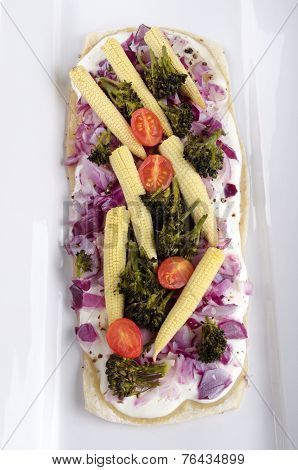 Vegetarian Tarte Flambee On A Plate