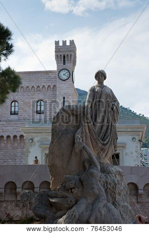 Statue In Front Of The Prince's Palace In Monaco
