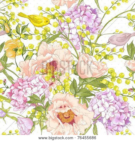 Gentle Spring Floral Seamless Background