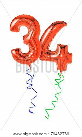 Red balloons with ribbon - Number 34