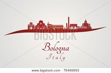 Bologna Skyline In Red