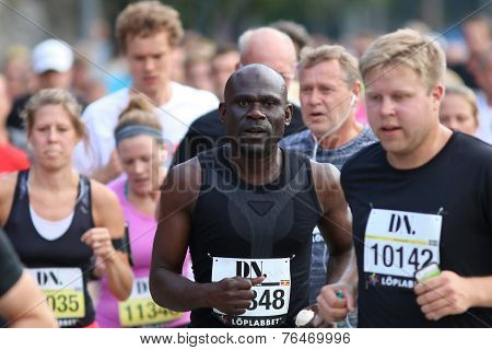 Running Focused Afro American Man