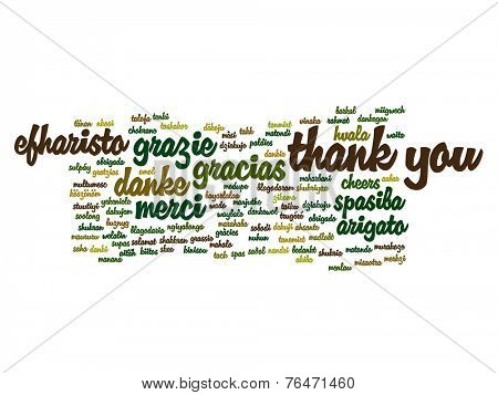 Concept or conceptual abstract thank you word cloud in different languages or multilingual for education or Thanksgiving Day