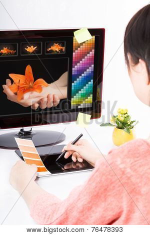 Graphic Designer At Work. Color Samples.