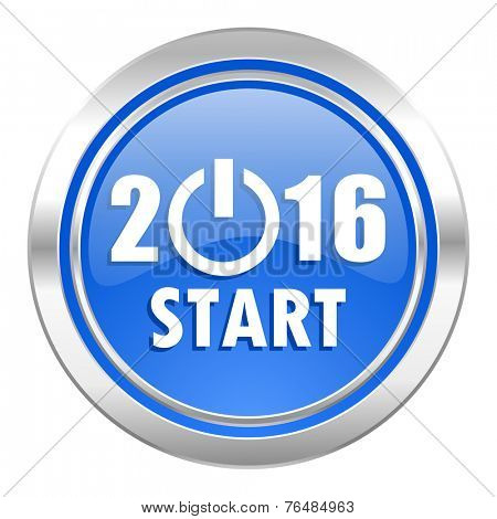 new year 2016 icon, blue button, new years symbol 