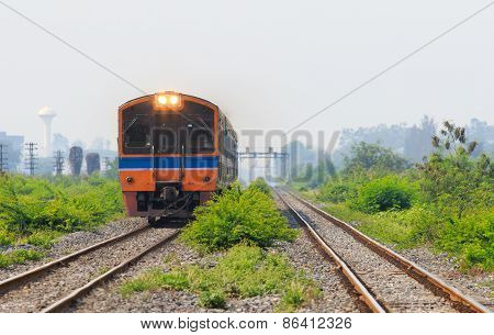Diesel Engine Trains Running On Track Ways
