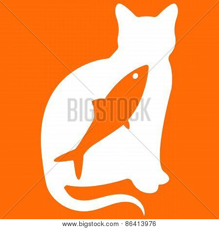 Vector illustration of cat on orange background
