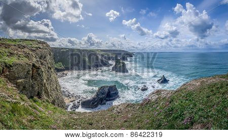 bedruthan steps in cornwall england uk