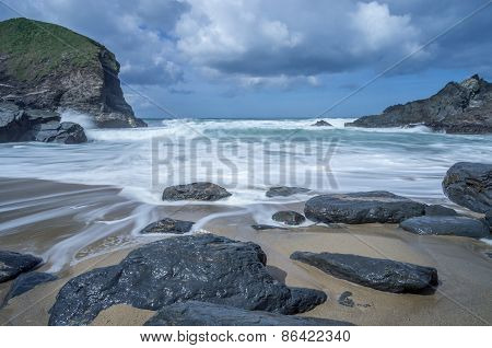 bedruthan steps in cornwall england uk