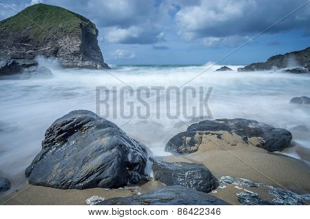 bedruthan steps in cornwall england uk