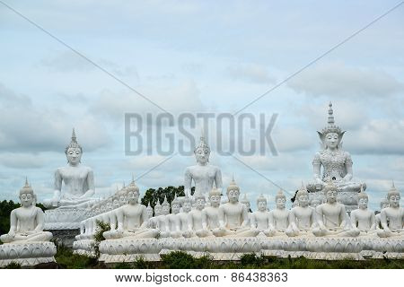 Group Of White Buddha Image