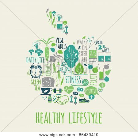 Healthy Lifestyle Vector Illustration.