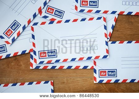 Envelope On Wooden Background