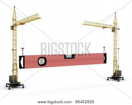 The Conceptual Image - Two Construction Cranes Raise Construction Level