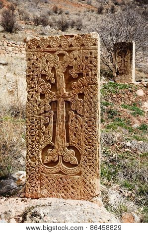 Medieval Khachkars Of Noravank Monastery,traditional Christian Art In Armenia, Central Asia, Unesco