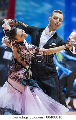 Minsk, Belarus-february 14, 2015: Professional Dance Couple Of Parfyonov Denys And Sopit Tetiana Fro