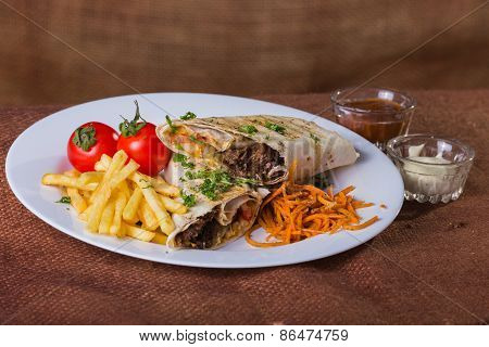 Eastern food. Arab food. Shawarma.