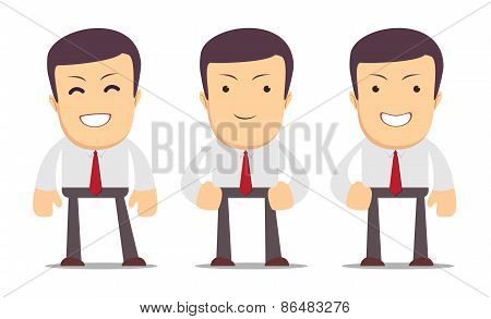 Set of manager character in different interactive poses. Vector