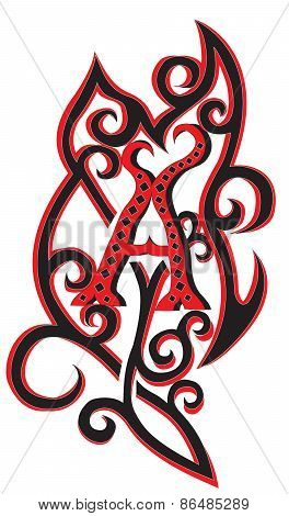 red capital letter A with pattern