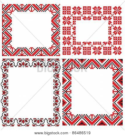 Ukraine folk embroider pattern frame