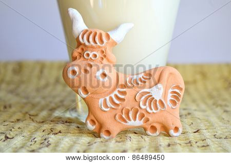 Milk and ceramic cow