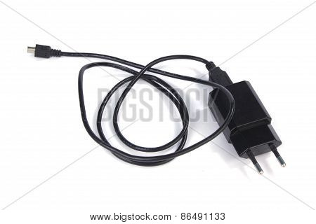 Micro Usb Mobile Phone Charger On White