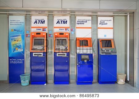 Bangkok Bank Atm, Passbook Update And Cash Deposit