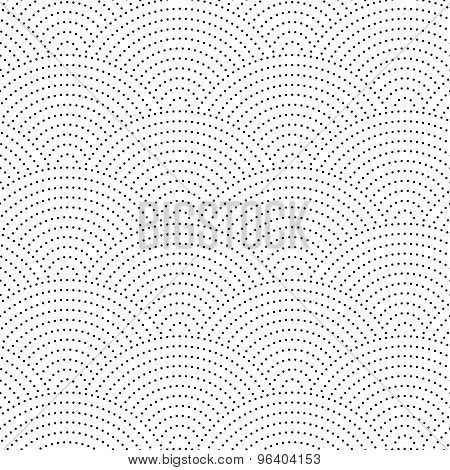 Seamless vintage wavy background. The black dots on a white background.