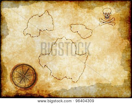 Pirate Map On Vintage Paper