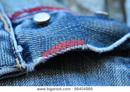 Denim texture with stitches and metal button