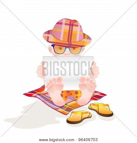 Boy with advertising posters