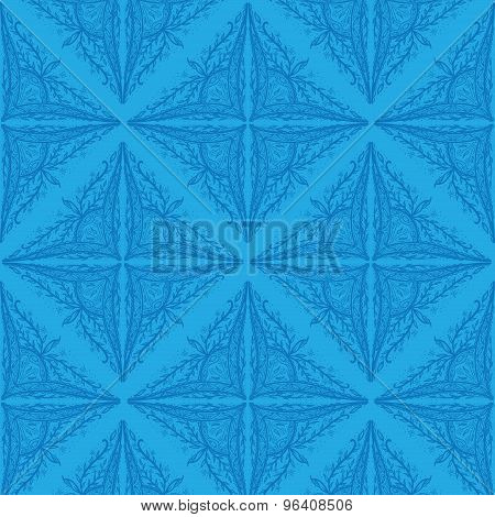 Leaf flower pattern ornament in blue background
