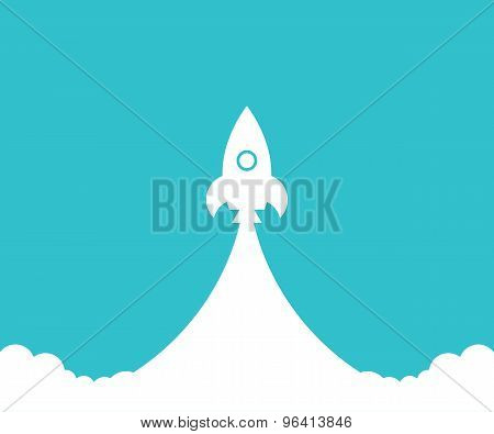 rocket and white cloud  flat style