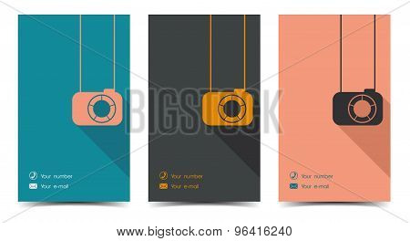 Photographer business card in a flat style.