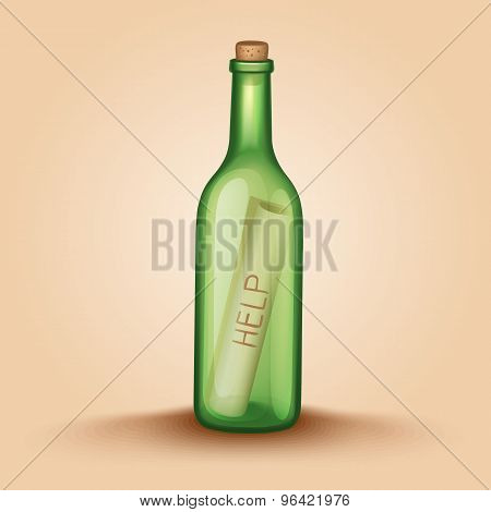 Realistic Bottle With A Letter Help