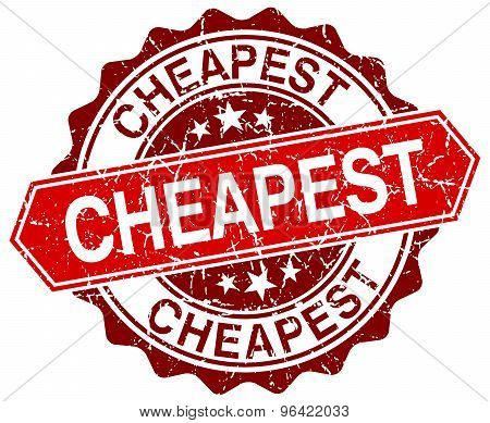 Cheapest Red Round Grunge Stamp On White