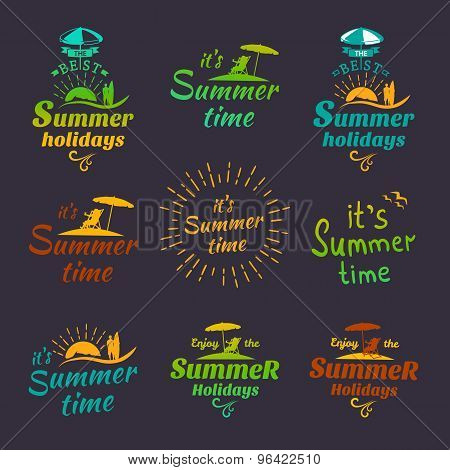 Summer Holidays Design Calligraphy Elements. Vector Set