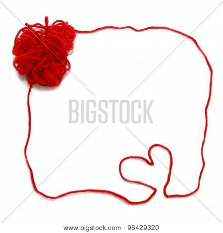 red skein with heart  for crochet